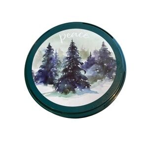 Round Container Christmas Winter Trees Peace‎ Design Green Plaid Storage Box